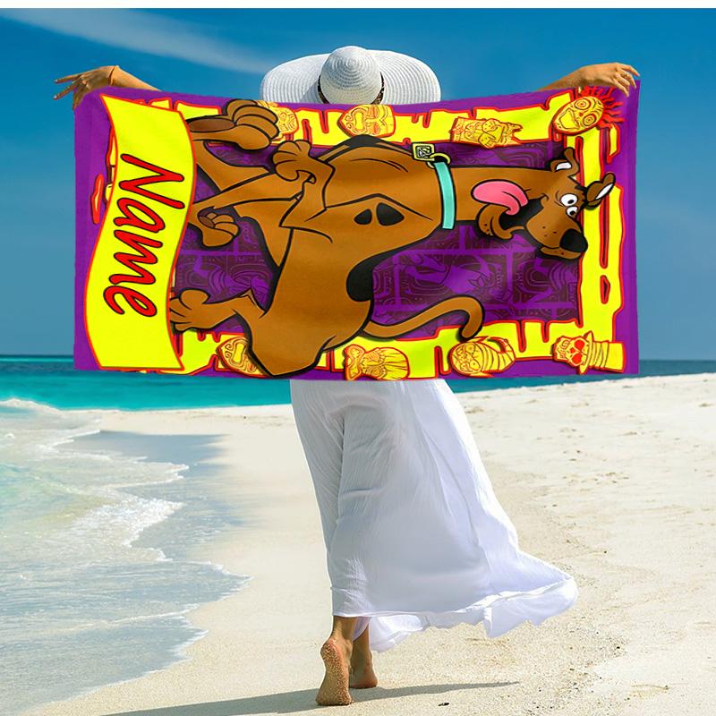 Personalized customized proof beach towel with Scooby-Doo pattern - soft, absorbent,quick-drying,perfect swimming,camping&bathing