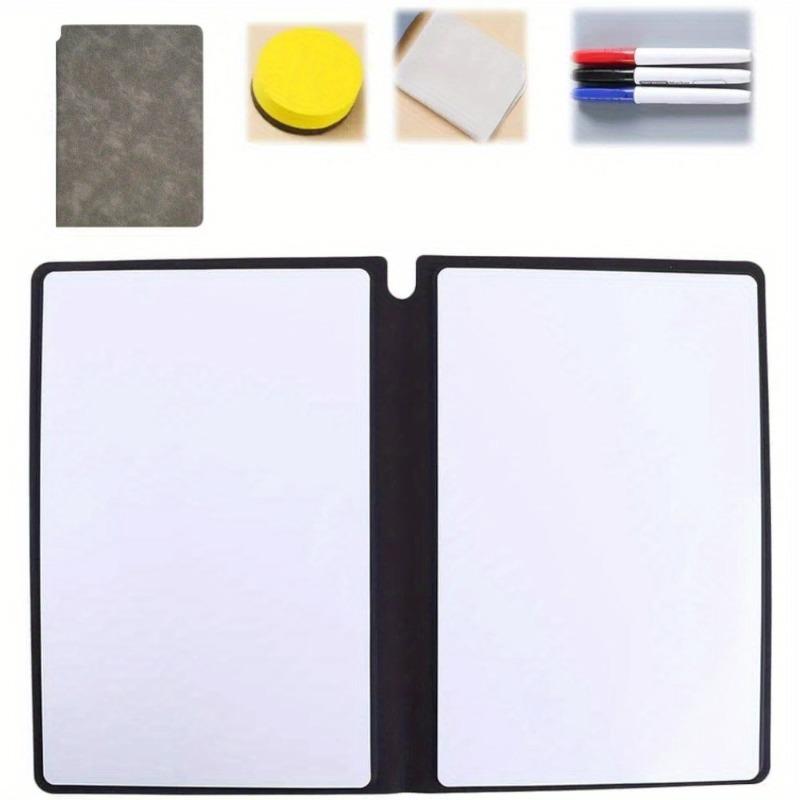 Reusable Dry Erase Notebook Set, Double Folding Whiteboard for Drafting Note Taking and Memos Includes Pen Wipes Sponge Eraser