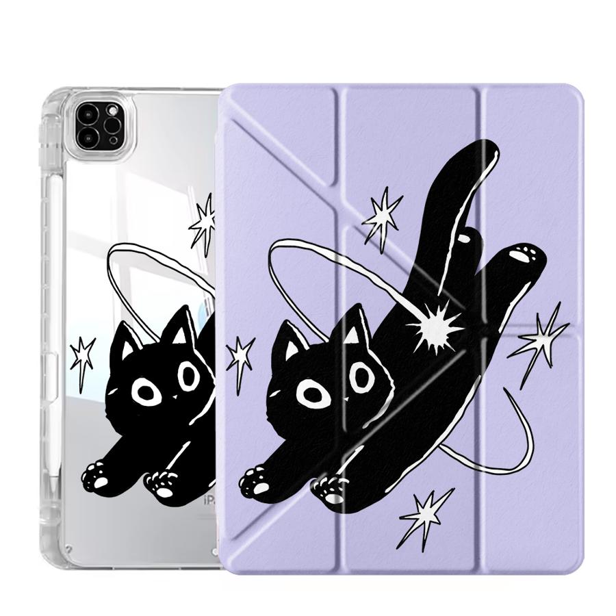Jumping Cat Y-Fold Holder Cover Tablet Case For iPad Pro 2025 Mini 6 7 Air 4 5 M3 M2 1 2 M4 11inch Pro 11th 10th 9th 8th 7th