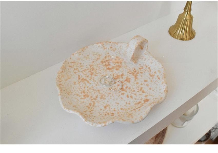 French Handmade Splash Ink Ceramic Candle Holder Simple Modern Pastry Cake Dinner Plate Desktop Storage Decorative Tray M