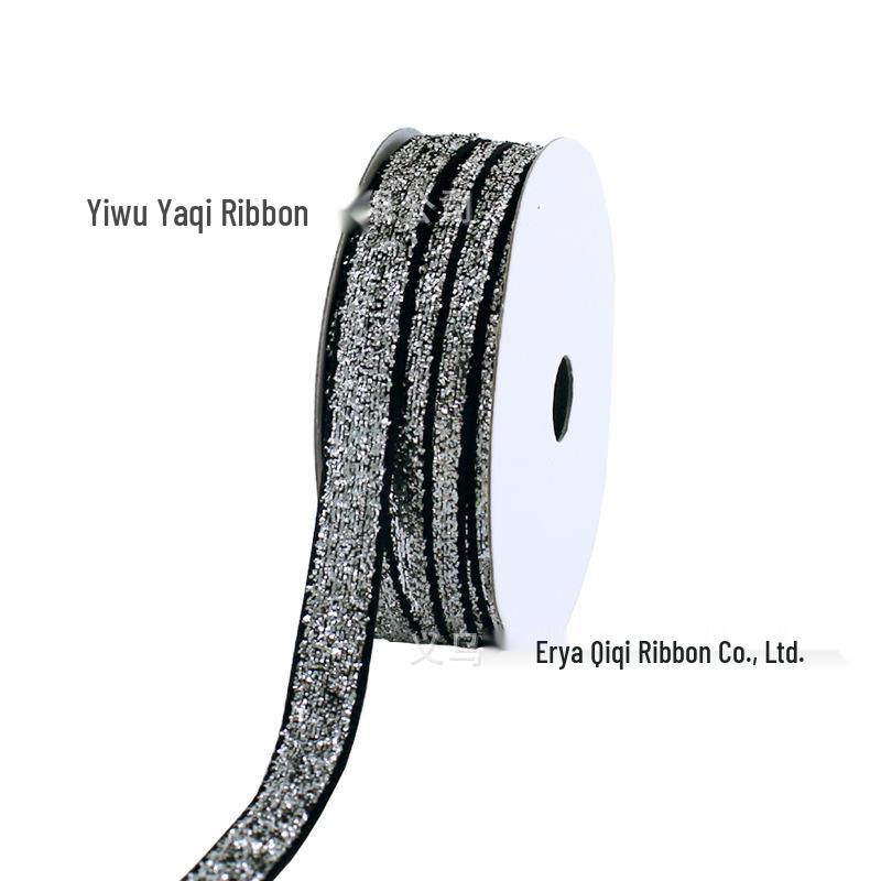 1cm Flocked Ribbon for Gift Wrapping & Costume Decoration - Non-Elastic, Shiny Woven Design
