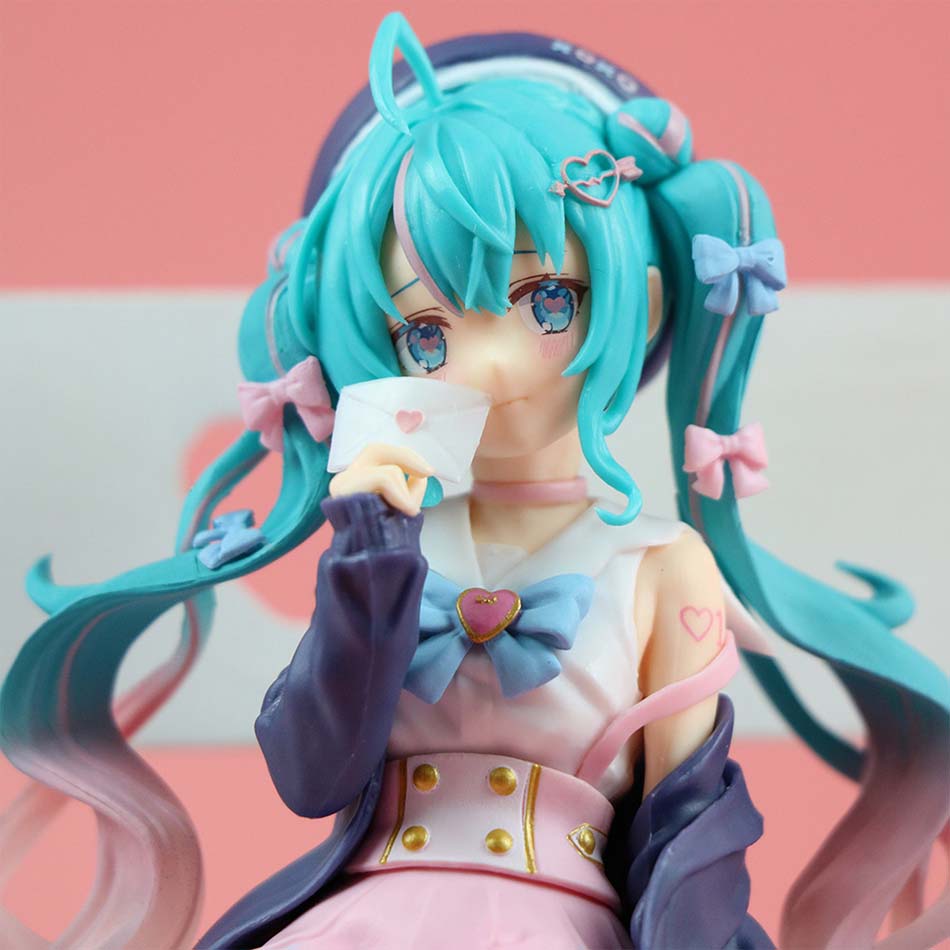 Hatsune Miku Anime Figure Pink Sakura Sitting Position PVC Action Figure Model Toy Decoration Collect Gifts