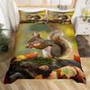 Cute Squirrel Duvet Cover Cherry Blossom Print Bedding Set for Boys Girls Thanksgiving Day Gift Cartoon Squirrel Comforter Cover
