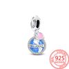 Genuine Copper Charm Luxurious Blue Earth Love Pendants Bead Fits Bracelets DoItYourself Women Crafting Delicate Gifts