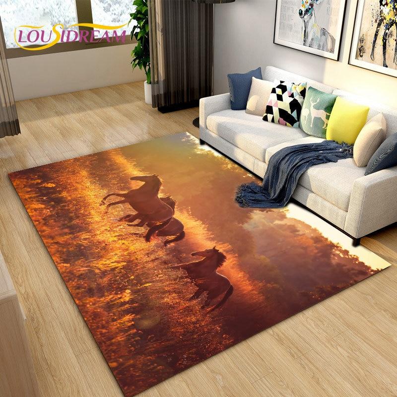 3D Animal Pentium Horse Area Rug,Carpet Rug for Living Room Children's Room Decoration,Kids Play Crawling Non-slip Floor Mat