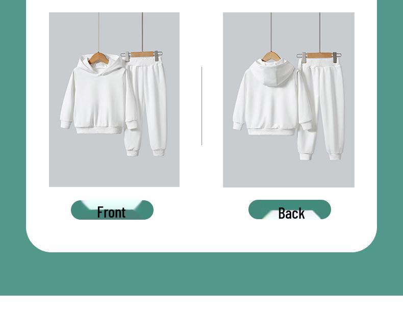 Children's Solid Color Hooded Sweatshirt Set - European and American Style for Autumn/Winter
