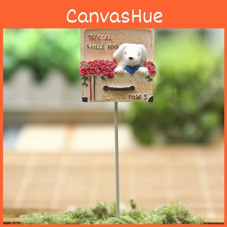 Dog Resin Cartoon Rose Flower Box Ornament For Wedding Decor And Props Party