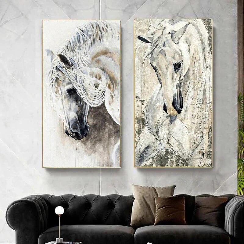 The Horse Abstract Animal Poster and Print Canvas Painting for Living Room Modern Style Artwork Wall Art Pictures Home Decoraton No Frame