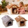 Verdicktes, warmes Haustierhaus mit abnehmbarem Bett, komfortables Katzen- und Hundehaus für Welpen