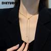 DIEYURO Stainless Steel Retro Creative Unique Design Adjustable Necklace Female Fashion Simple Gold Clavicle Chain Jewelry