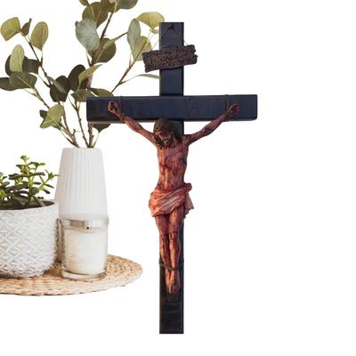 Catholic Crucifix For Wall Handmade Meditation Crucifix Renaissance Sculpture Collectible Figurines Religious Jesus Christ Wall