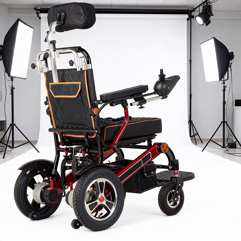 EU-Lager Elektrischer Rollstuhl mit zwei Batterien,Leichter Faltbarer Elektrorollstuhl, Tragbarer Faltbarer Transportrollstuhl