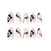 24Pcs/Set Quick Nails Simple French Black And White Flowers False Nials Sticker Wearable Waterproof Manicure Finished Nails