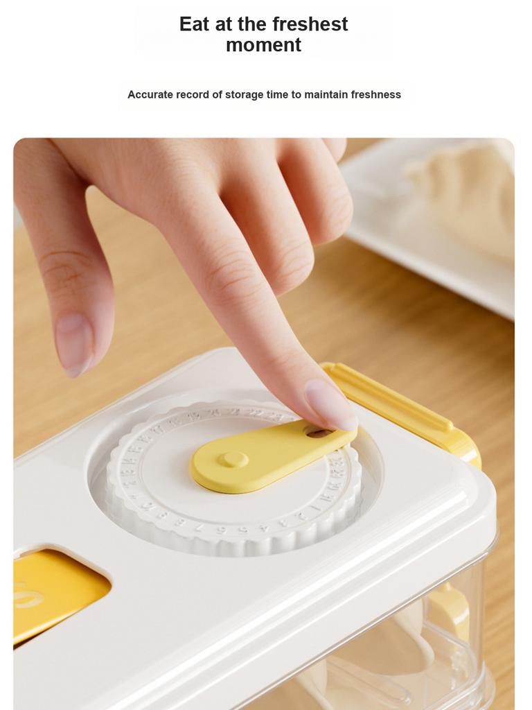 Multi-Layer Timer Food Storage Box for Dumplings, Won Tons, and Frozen Food