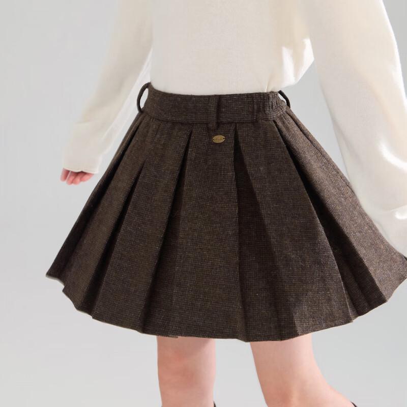 Mucmukn Girls' Wool-Blend Pleated Plaid Winter Skirt