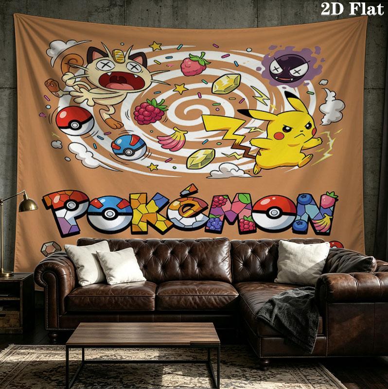 Pokemon Wall Tapestry Aesthetic Wall Hanging Printed Fabric Blanket Decorative Tapestries For Bedroom Living Room Home Decor