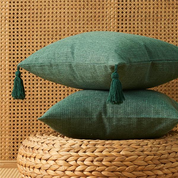 Japanese Solid Color Cotton and Linen Tassel Pillowcase Household Simple Literary Style Pillow Cushion Cover Pillowcase Home Decor