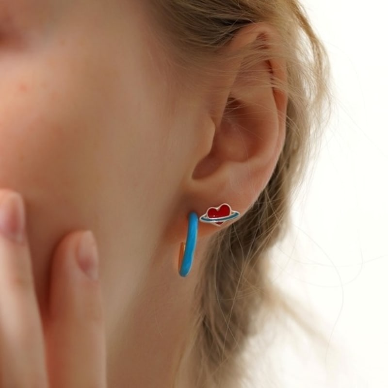 BONBEAU Blsom Color Epoxy Hoop Earrings Vivid Neon Color Point Simple Hoop Earrings