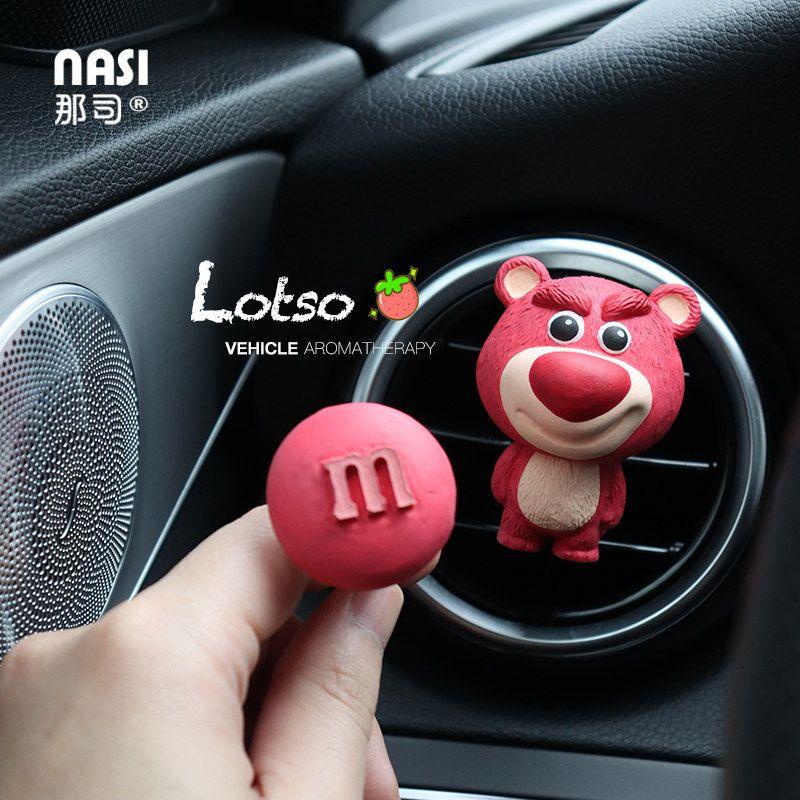 Strawberry Bear Car Perfume Aromatherapy Diffuser Stone for Car Air Vent Cute Cartoon Car Decoration Accessories Collection