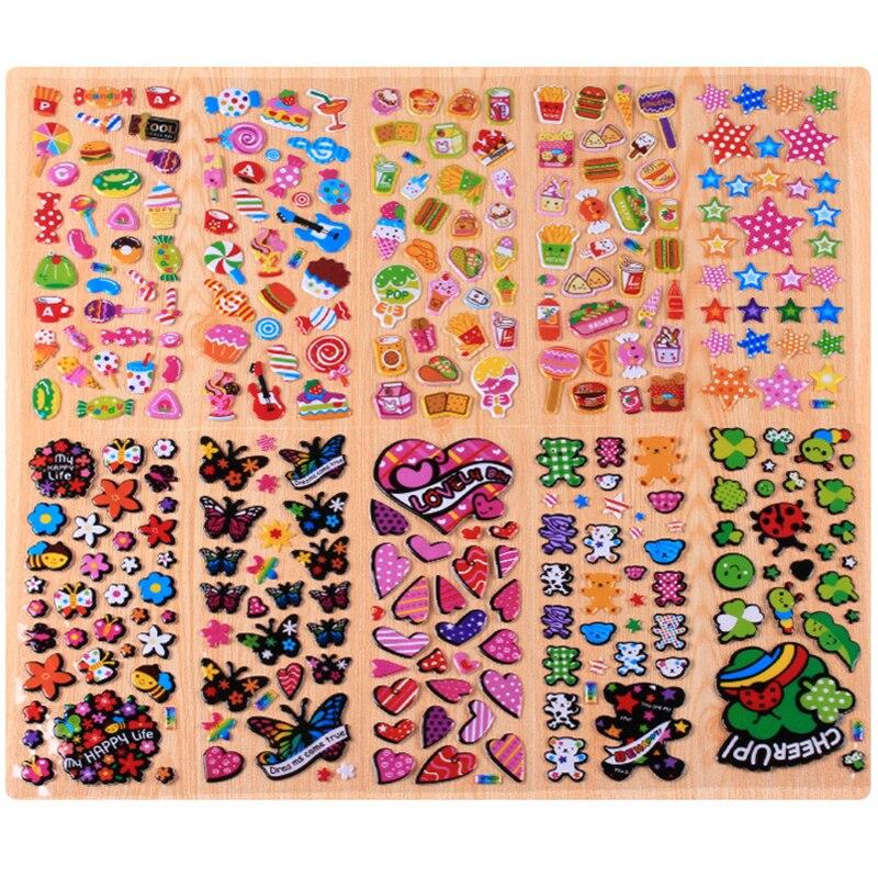 

10 листов разных 3D милых мультяшных наклеек, игрушки, забавные игрушки для детей в альбоме для записей, наклейки для телефона, подарки, животные, тигр, цветы, любовь красный