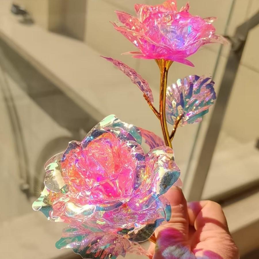 Sparkling Eternal Crystal Roses, Artificial Crystal Flowers, Realistic Rose Bouquet