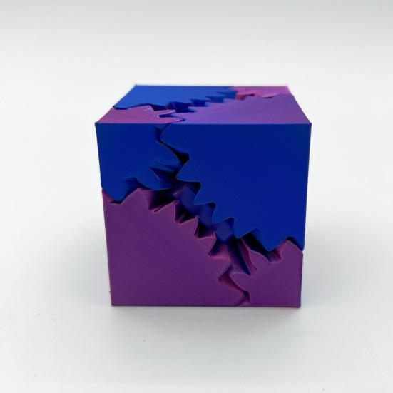 3D Printed Gear Cube Toy Stress Anxiety Relief Spin Cube Travel Portable Gear Square Block Sensory Fidget Toy Kids Teens Adults Gift