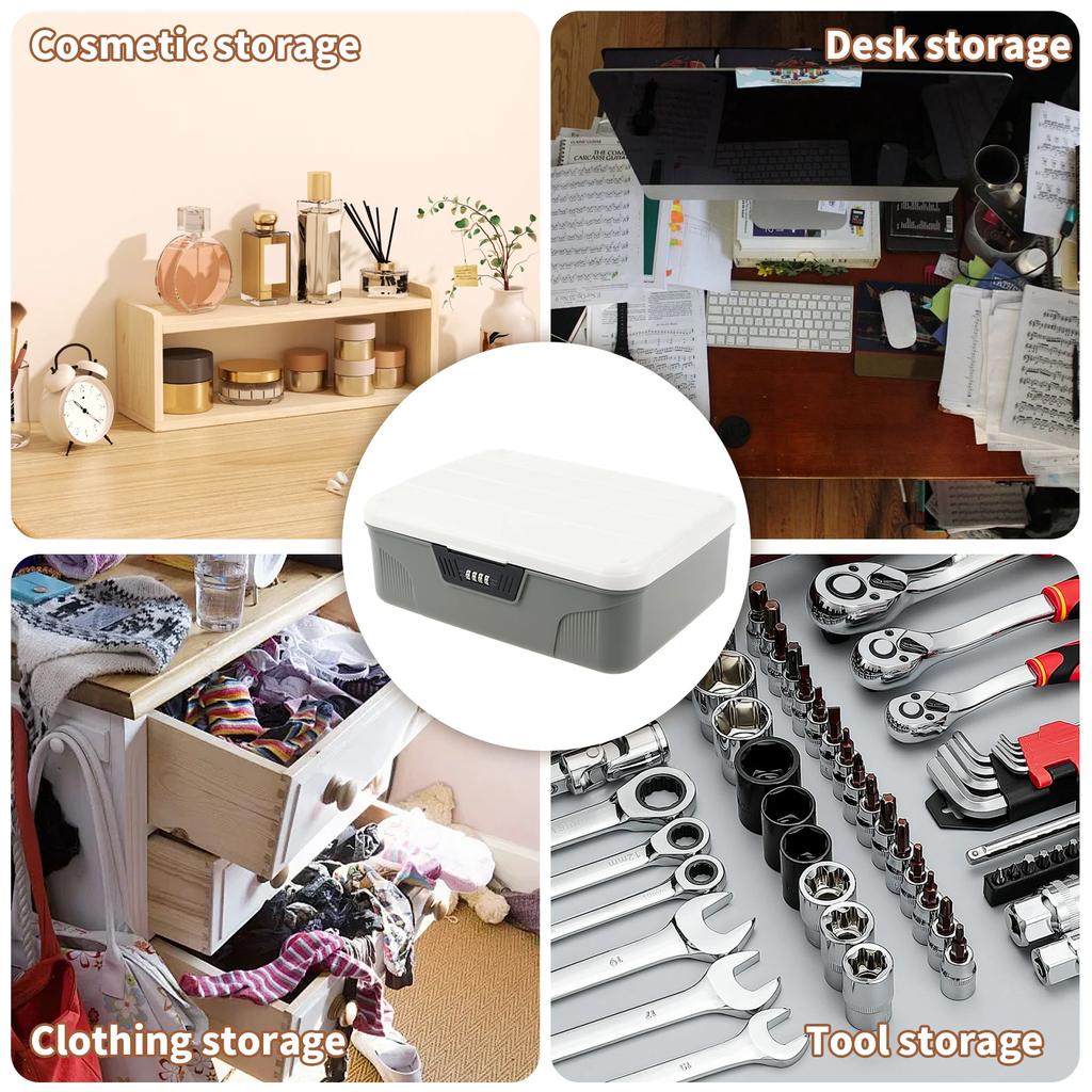 4 Digit Password Lock Safe Box Portable Organizer Case Lockable Storage Container Household Cash Jewelry Security Storage Box