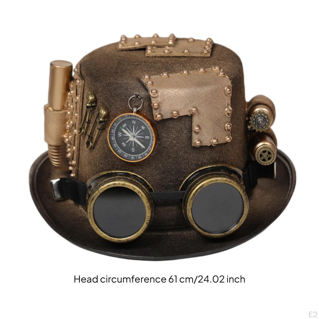 Steampunk Zylinder Hut Historisch mit Schutzbrille Mechanische Kostüm Hüte für Cosplayer,