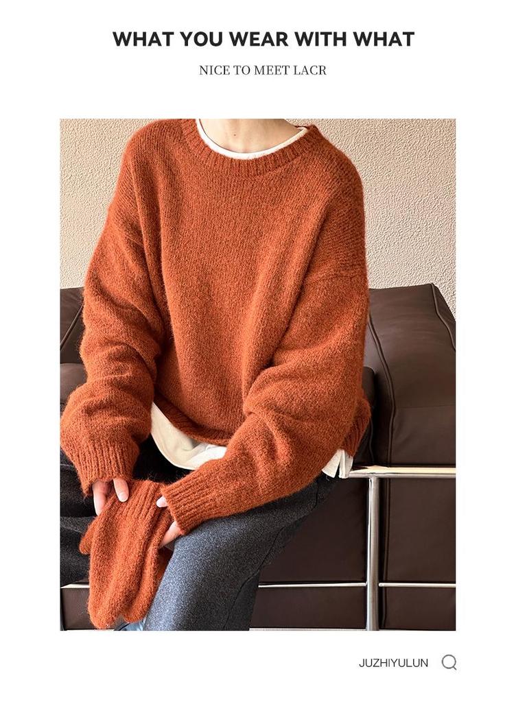 Juzhi 2024 Autumn/Winter Korean Round Neck Knitted Sweater A72