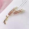 Classic Wheat Sheaf Cubic Zirconia Broochs For Women Men Gold Metal Crystal Plant Brooch Party Daily Zircon