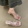 Sandals Femininity Elegant Floral Bow Open-toed High Heel Stiletto Sandals