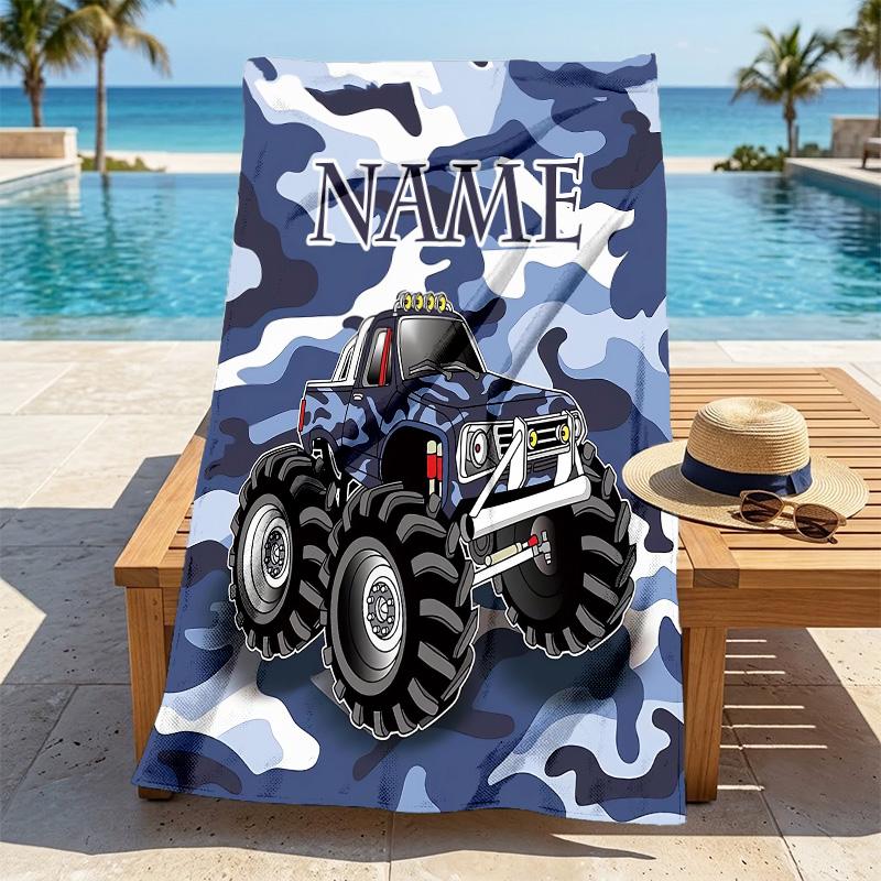 Custom Name Monster Jam Night Stylish Digital Printing Beach Towel Quick‑Drying Absorbent Blanket for Beach Pool Gym Travel