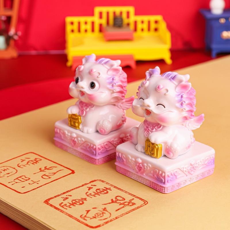 Cute Cartoon Pixiu Jade Seal Figurine, Pixiu Desktop Decoration Planner