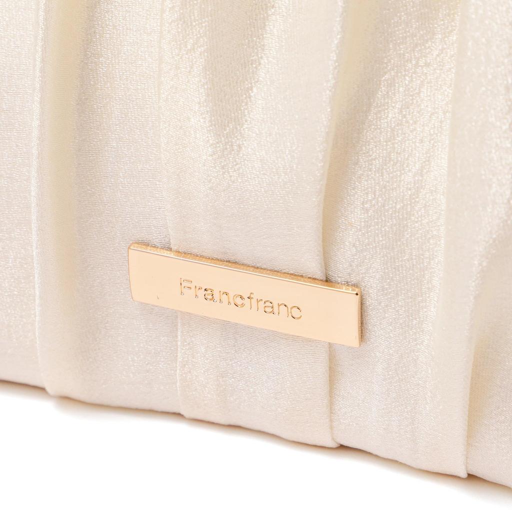 Francfranc Pearl Chiffon Makeup Pouch Pouch, Large, Ivory,