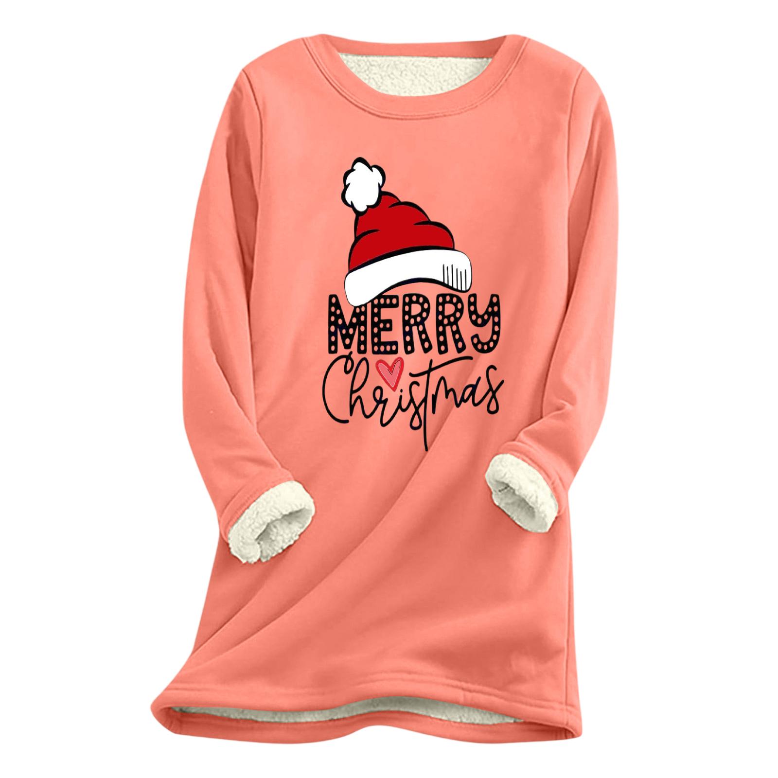 

Women s Christmas Print Thick Plush Lambswool Warm Long Top M шафрановый