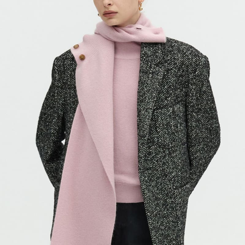 L’H.A.S TWO-BUTTON KNIT MUFFLER_PINK