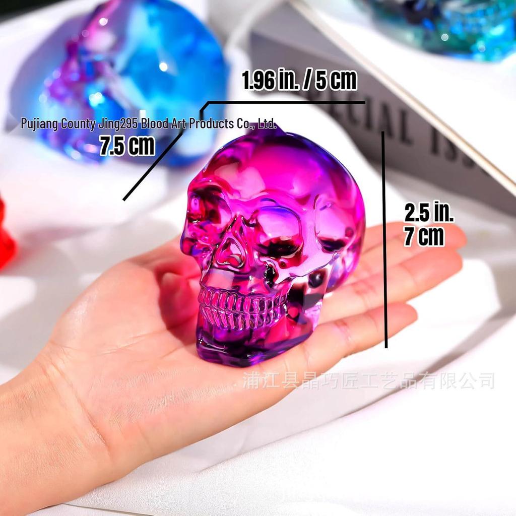 Gothic Crystal Skull Halloween Ornament Statue
