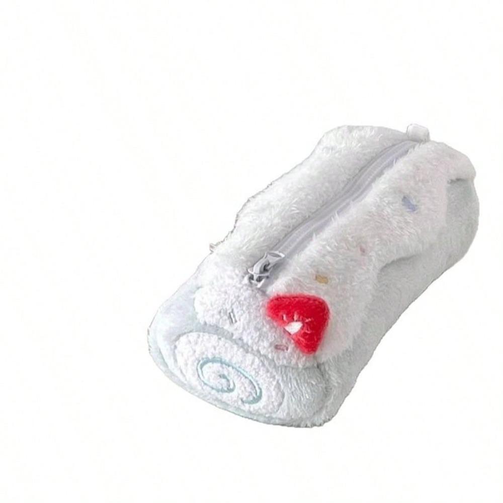 Cute Kawaii Swiss Roll Cake Plush Desktop Large Capacity Storage Pencil Case Zipper Pouch Cosmetic Bag Girl Student Gift
