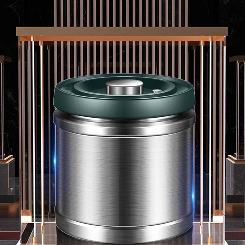 Vacuum Seal Container With 304 Stainless Steels Construction Kitchen Canister Metal Dry Goods Storage Organiser