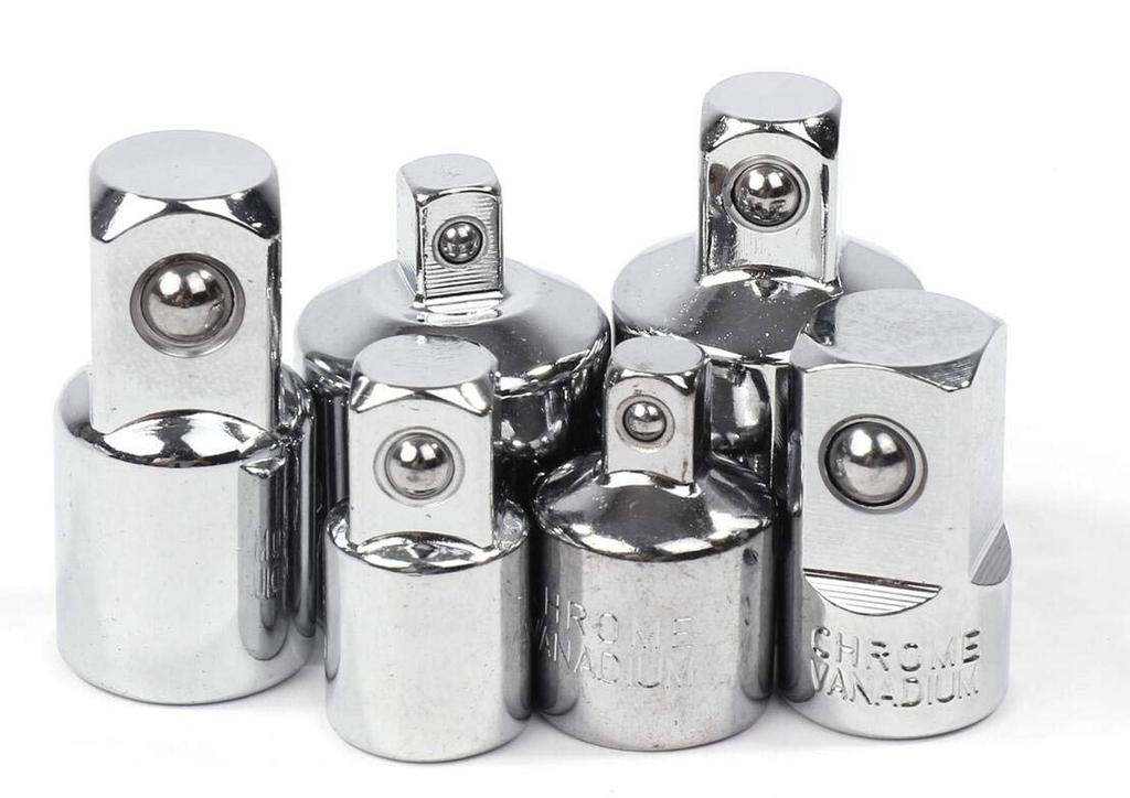Socket Conversion Adapter Set of 6, Drive Socket Wrench (Silver)