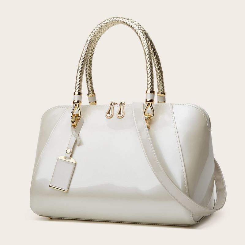 All-in-One Lackleder Boston Tote Umhängetasche