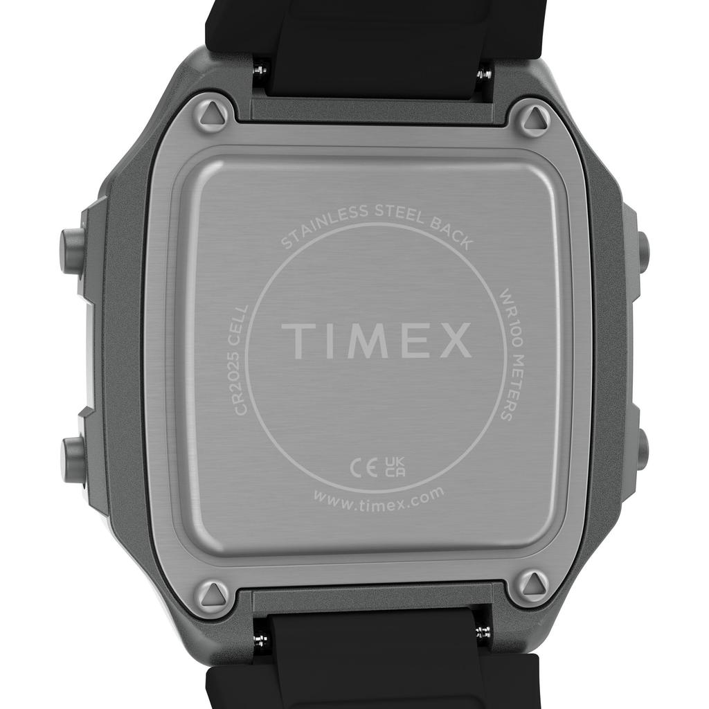 Timex Men's World Time Digital Watch 40mm Black Two-Piece Dial Silver-tone Case