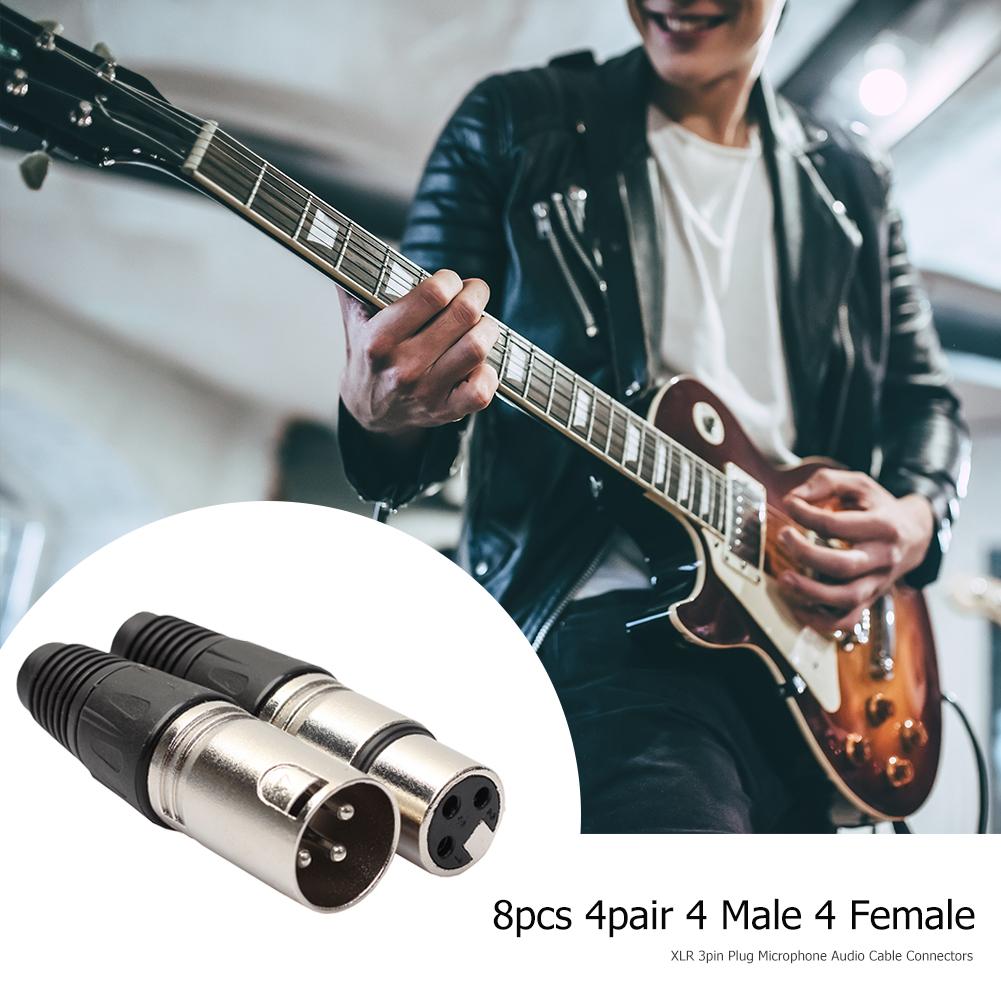 8pcs XLR Adapter 3Pin Male Plug and Female Jack Microphone Audio Cable Connector