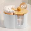 2-in-1 Cotton Swab Makeup Remover Cotton Integrated Storage Box Desktop Makeup Cotton Double Hole Storage Box Covered StorageBox