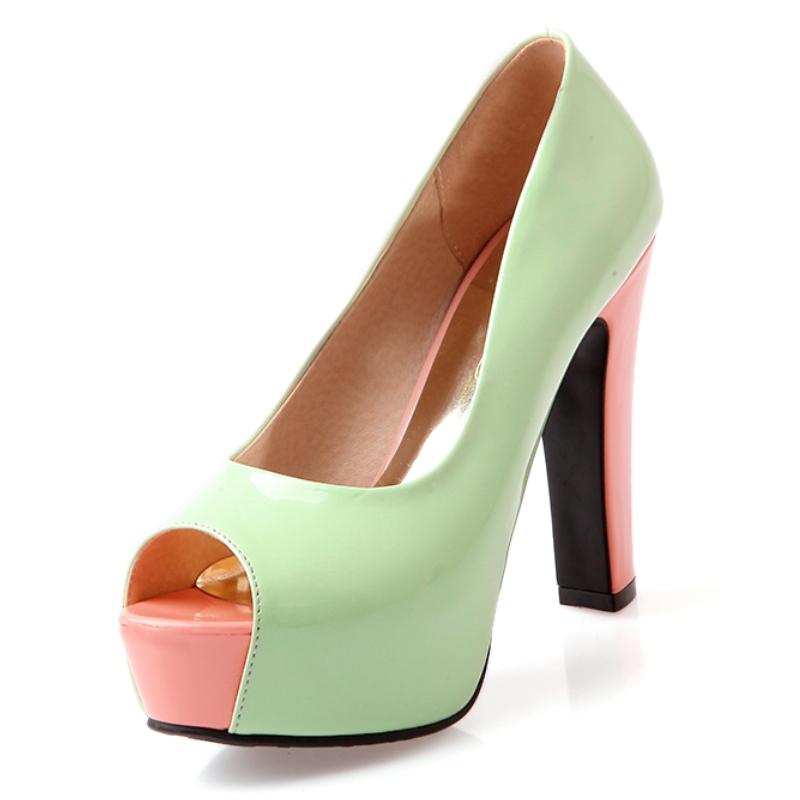 

Элегантные женские туфли-лодочки на высоком каблуке, туфли на платформе, модные туфли с открытым носком, белые, розовые, на каблуке, для вечеринки, свадьбы, офиса, женские, весна 2025 39 зелёный
