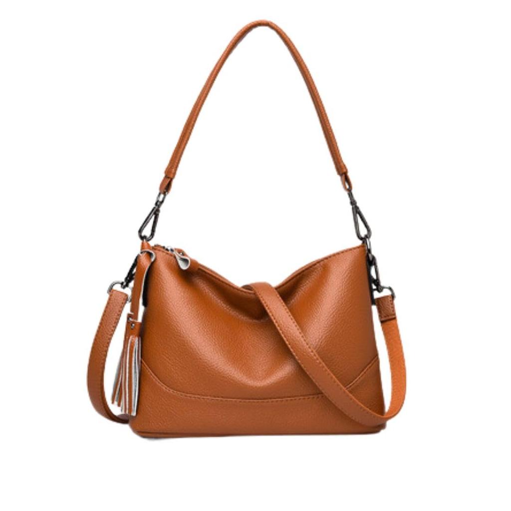 Shoulder Genuine for with Popular In Large Shoulder Crossbody Brown [REMARSO] Bag, Handbag, 2-way, Leather, Women, Tassels, Korea, Elegant, Stylish,