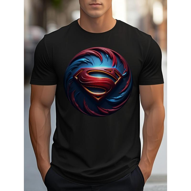 

European sizes Superman Justice League Funny T-Shirt - Casual Tee Super Soft & Breathable Round Neck Short Sleeves - Ideal Summer Gift 4XL чорний