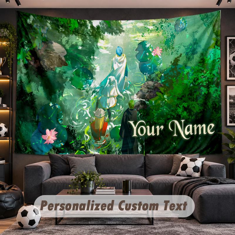 Frieren Beyond Journey's End Personalized Tapestry Support Custom Name, Wall Art Home Decoration