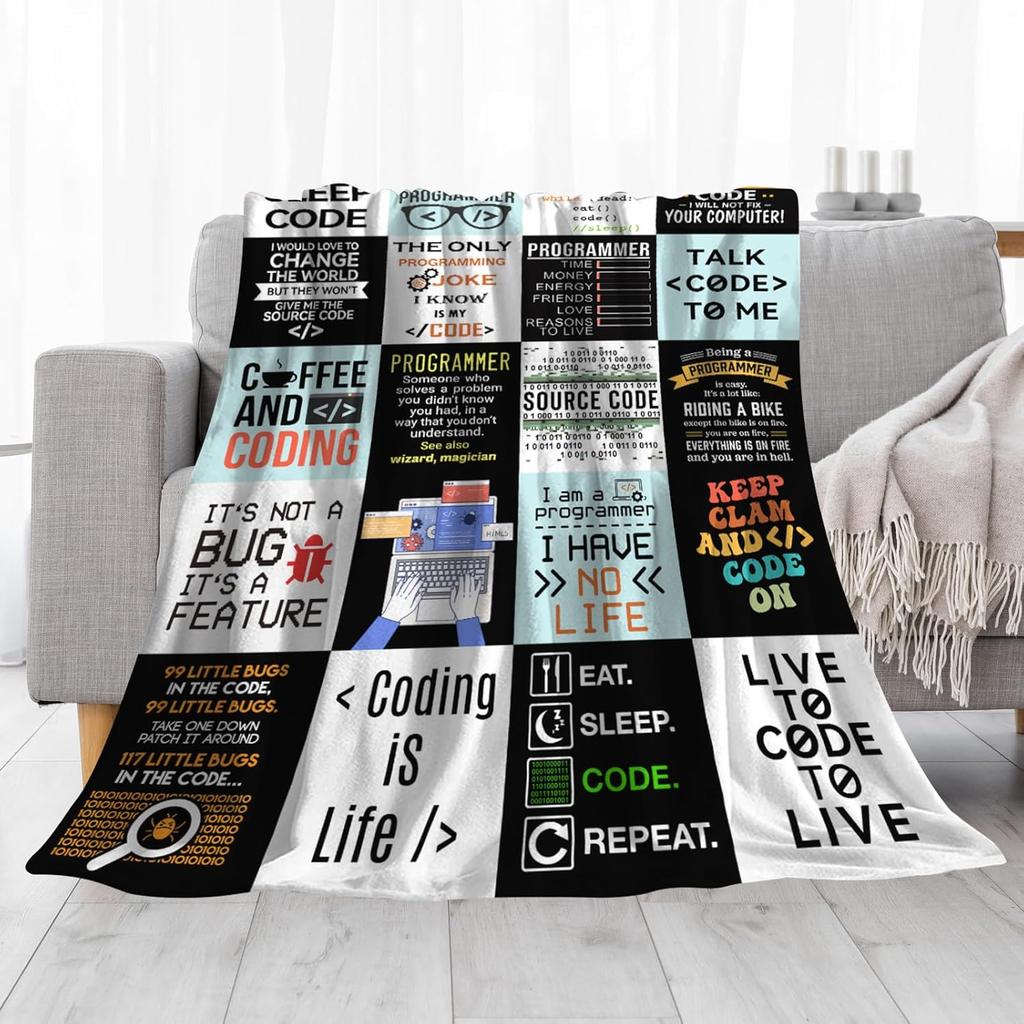 WZOMT Programmer Blanket Gifts, Coding Computer Science Gifts for Men, Funny Gifts for Coders/Computer Programmers/Computer Science Majors, Geek