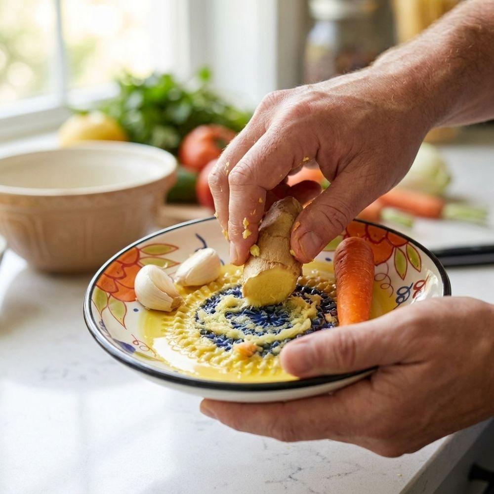 Efficient Ceramic Grinding Bowl Non-Slip Seasoning Grater Plate Ginger Grating Dish  Kitchen Use